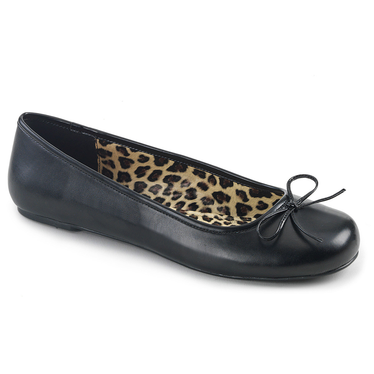 Pleaser Anna 01 Ballet Flat Bow Accent Black Patent Women&rsquo;S Flats