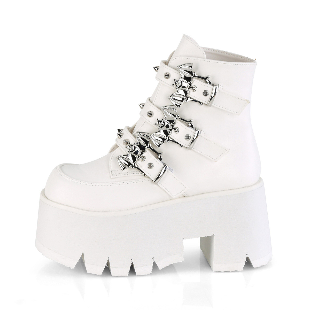 Pleaser Demonia 3" Chunky Heel Cut Out Pf Ankle Boot Adult Women Boots Ashes/55 - Picture 4 of 6