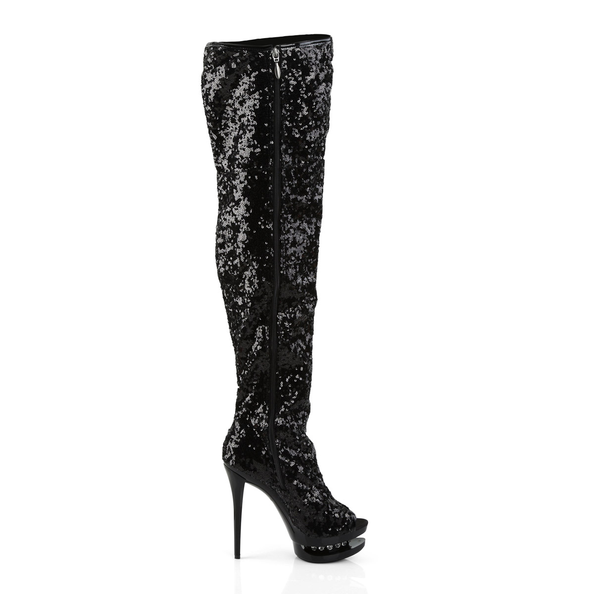 Pleaser Glitter Thigh High Rhinestone PF Stiletto Boots Adult Women ...