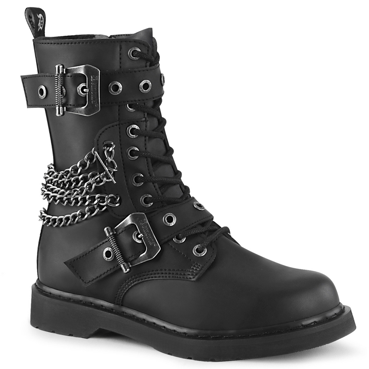 DEMONIA BOLT-265 Unisex Punk Combat Biker Black Buckles Lace  display picture 2