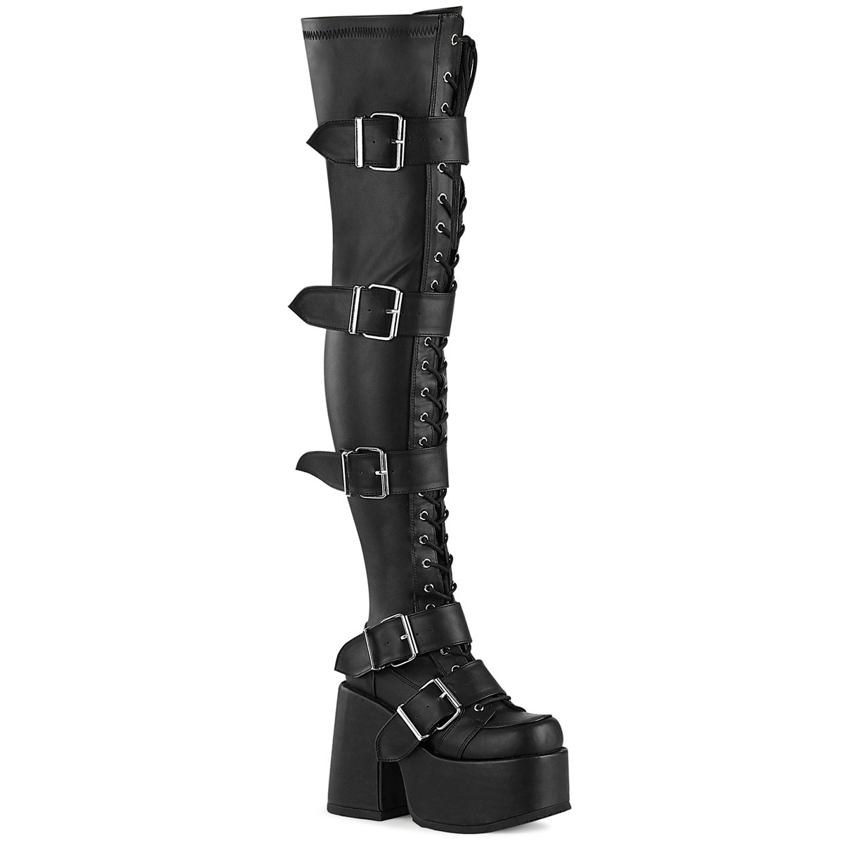 Pleaser Demonia 5" klobiger Absatz 3" Pf Overknee Schnürstiefel Damen camel/305 - Bild 2 von 3