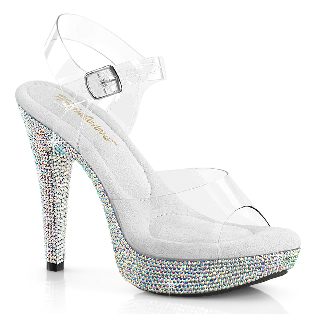 Pleaser Fabulicious 5 Inch Rhinestone Platform Ankle Strap Sandal Cocktail-508Dm
