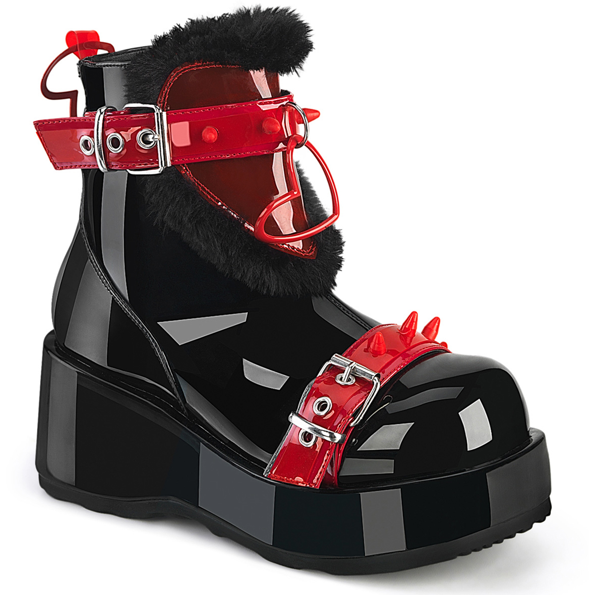 Demonia Pleaser Cubby Platform Ankle Boots Fur Lined Inside Zip 57