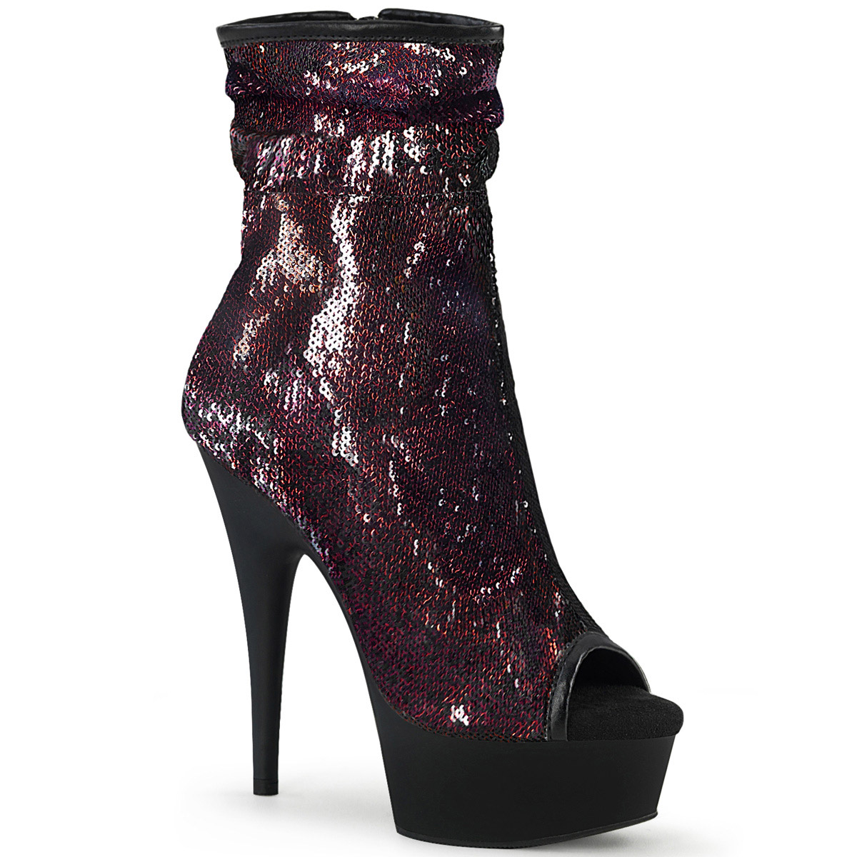 Pleaser Peep Toe Sequins Ankle Side Zip Adult Women Shoes Boots Del1008 - Picture 2 of 36