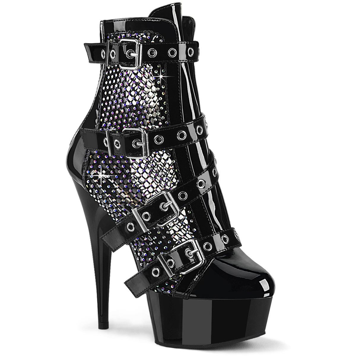 Pleaser 6" Heel 1" Pf Strappy Ankle Boots Adult Women Shoes Delight/1013Rm - Picture 2 of 6