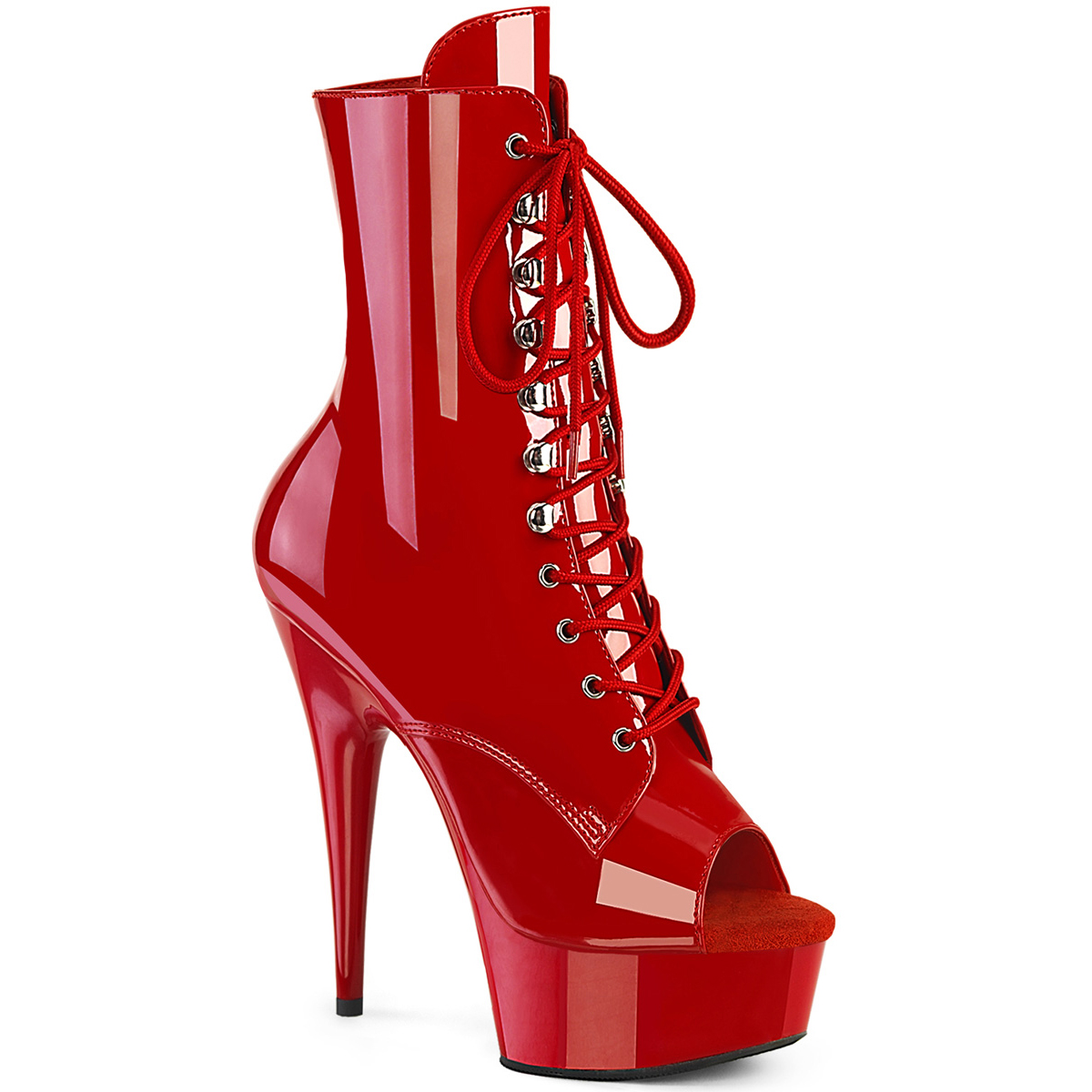 Pleaser 6" Heel 1" Pf Peep Toe Lace-Up Ankle Boots Adult Women Delight/1021 - Picture 17 of 26
