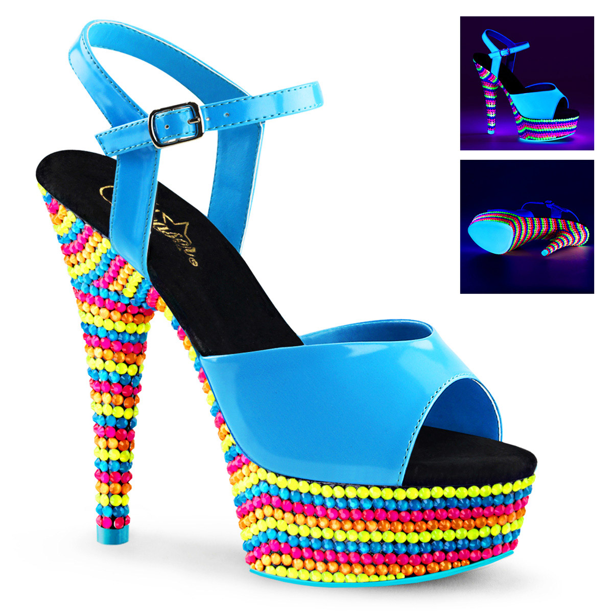 Sandalias Pleaser Glitter Plataforma Correa al Tobillo Tacones Altos Adulto Mujer Del609 - Imagen 73 de 80