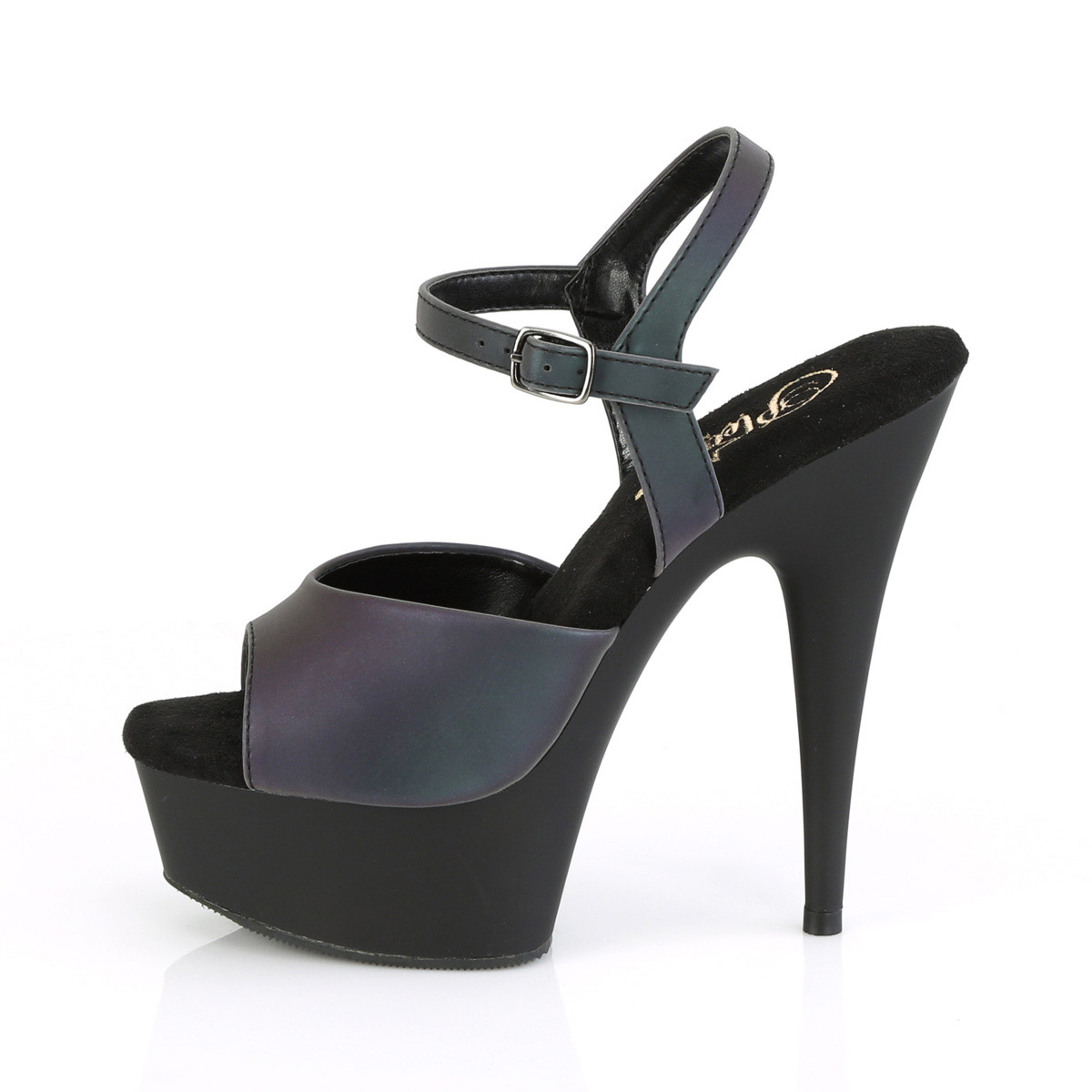Pleaser 6" Heel 1" Pf Ankle Strap Sandals Uv Adult Women Shoes Delight/609Refl - Picture 4 of 6