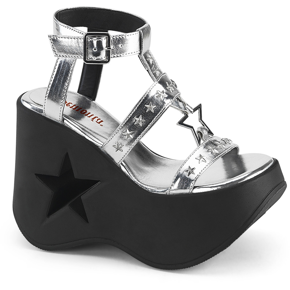 Pleaser Demonia 5" Star Cutout Wedge Ankle Strap Sandals Adult Women Dynamite/12 - Picture 7 of 7