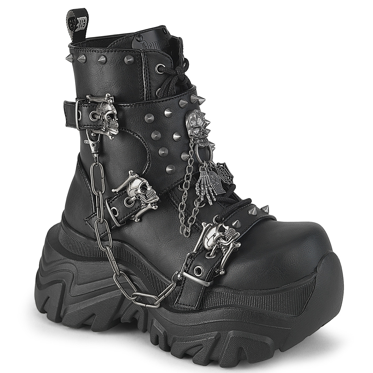Zapatos de plataforma gótica de cuero vegano Demonia botín Echo-60 - Imagen 2 de 6