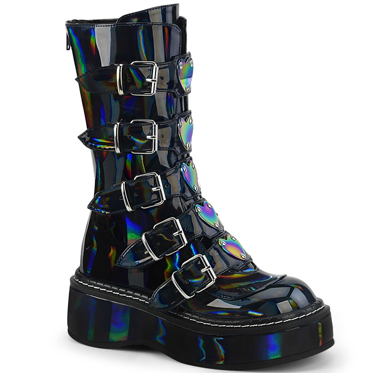 Pleaser Demonia Emily 2 Inch Platform Boots Calf High With Buckle