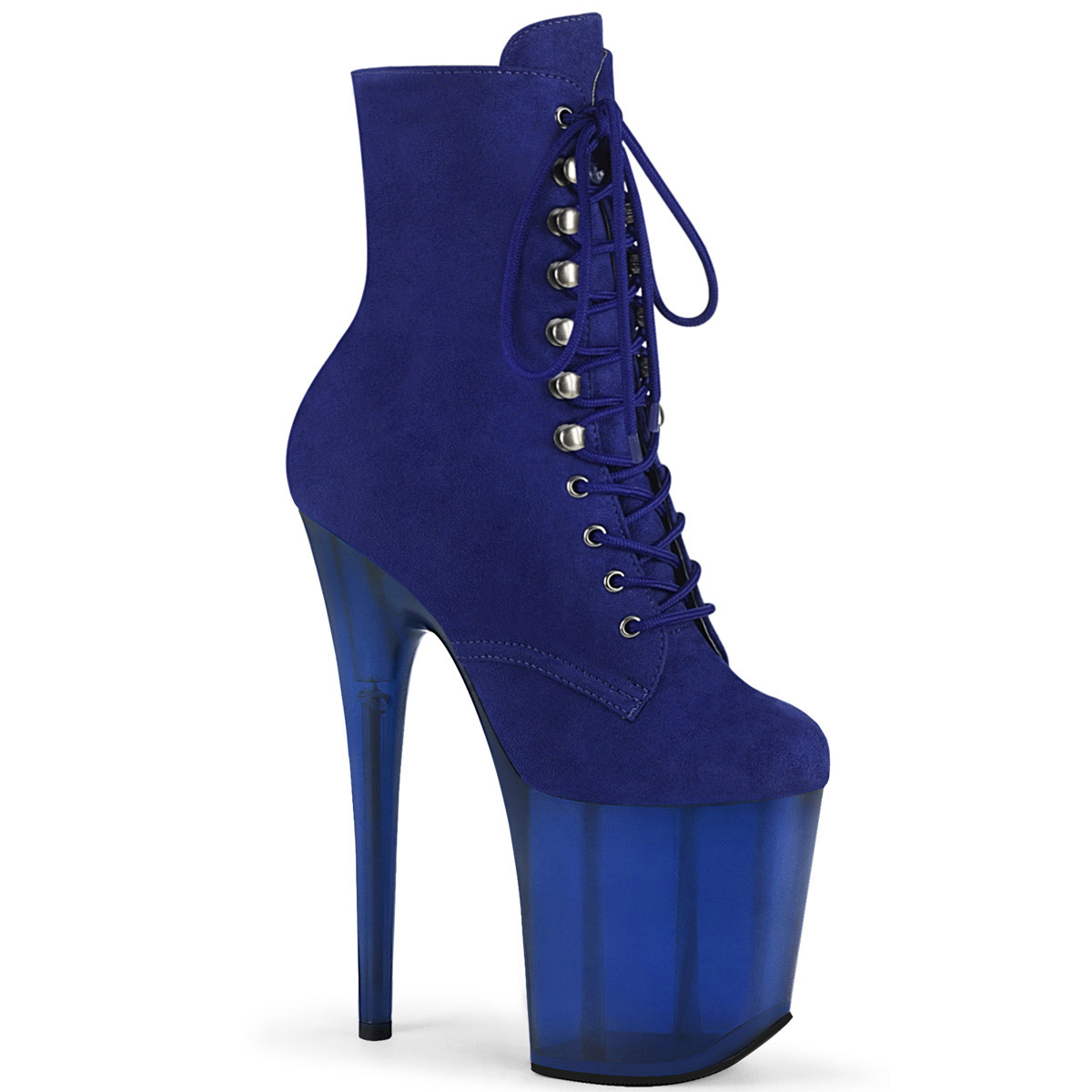 Pleaser 8" Heel Lace-Up Front Ankle Side Zip Adult Women Boots Flamingo/1020Fst - Picture 7 of 26