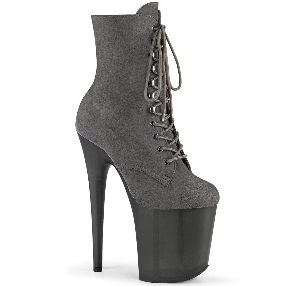 Pleaser 8" Heel Lace-Up Front Ankle Side Zip Adult Women Boots Flamingo/1020Fst - Picture 12 of 26