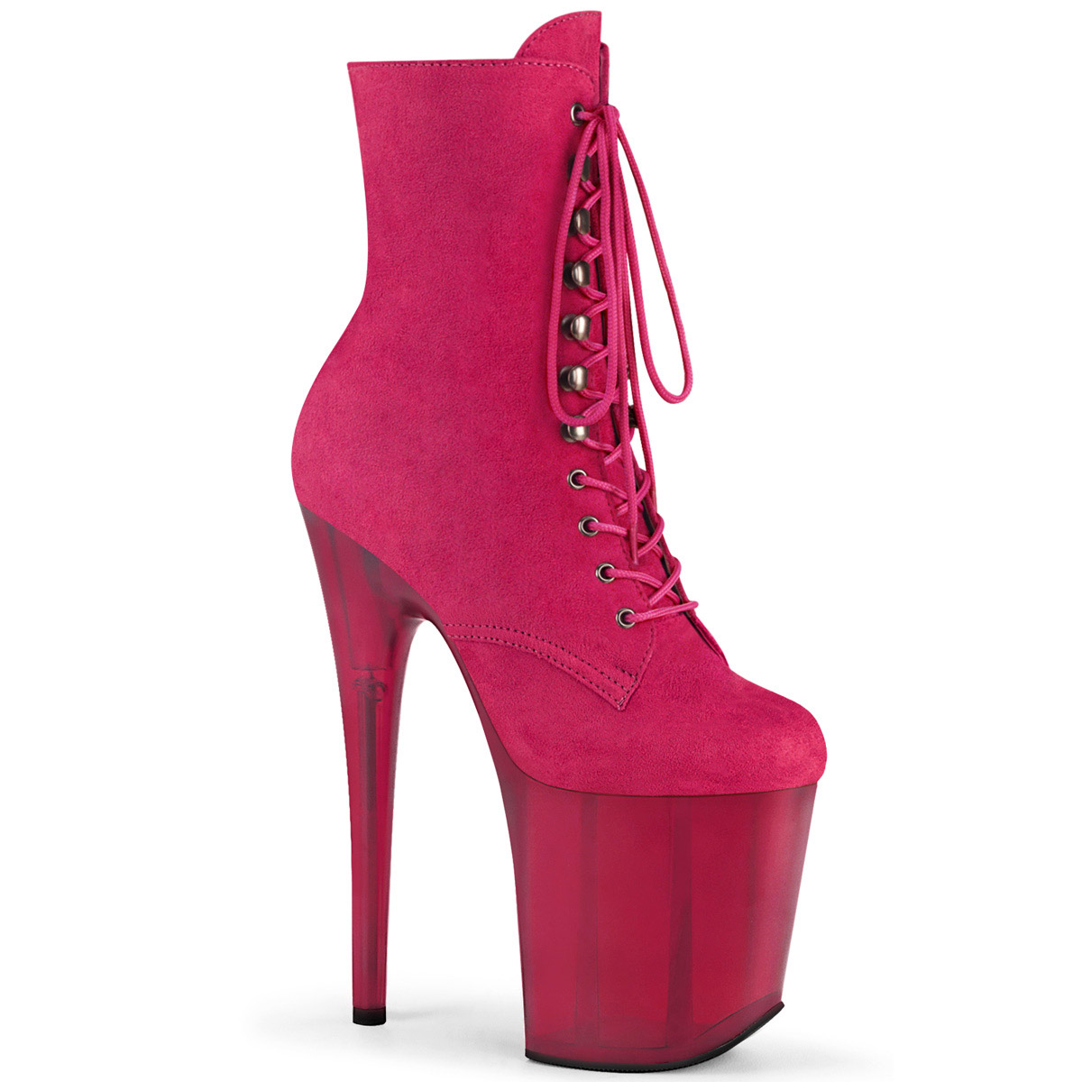 Pleaser 8" Heel Lace-Up Front Ankle Side Zip Adult Women Boots Flamingo/1020Fst - Picture 17 of 26