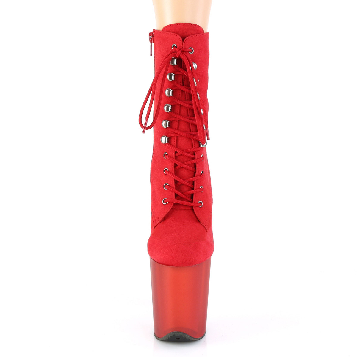 Pleaser 8" Heel Lace-Up Front Ankle Side Zip Adult Women Boots Flamingo/1020Fst - Picture 23 of 26