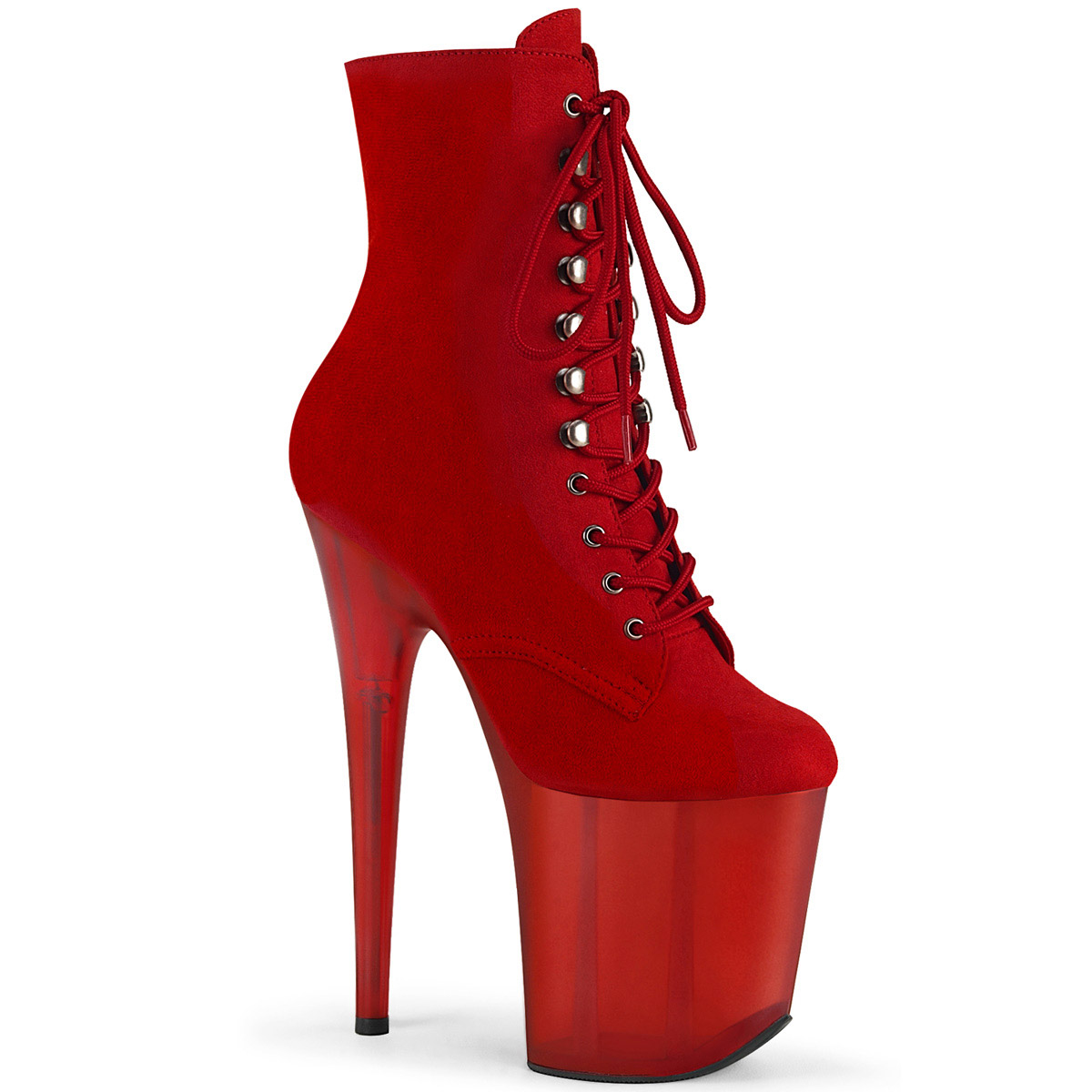 Pleaser 8" Heel Lace-Up Front Ankle Side Zip Adult Women Boots Flamingo/1020Fst - Picture 22 of 26