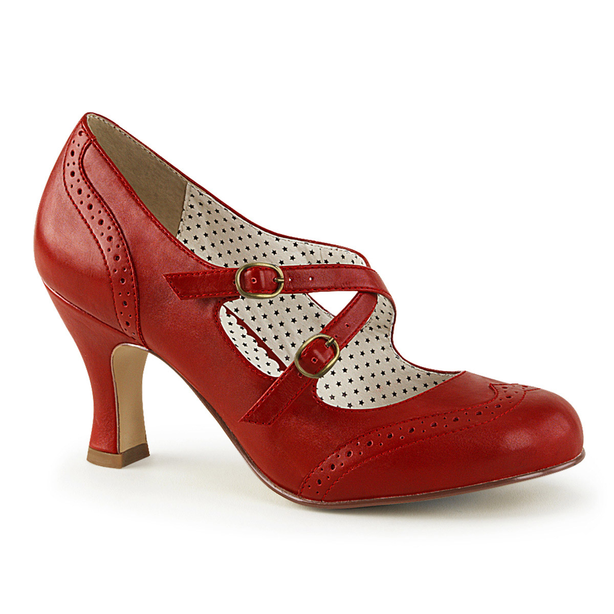 Pleaser 3" Kitten Heel Mary Jane Pump Damens High Heels ROT Faux ... Pleaser 3