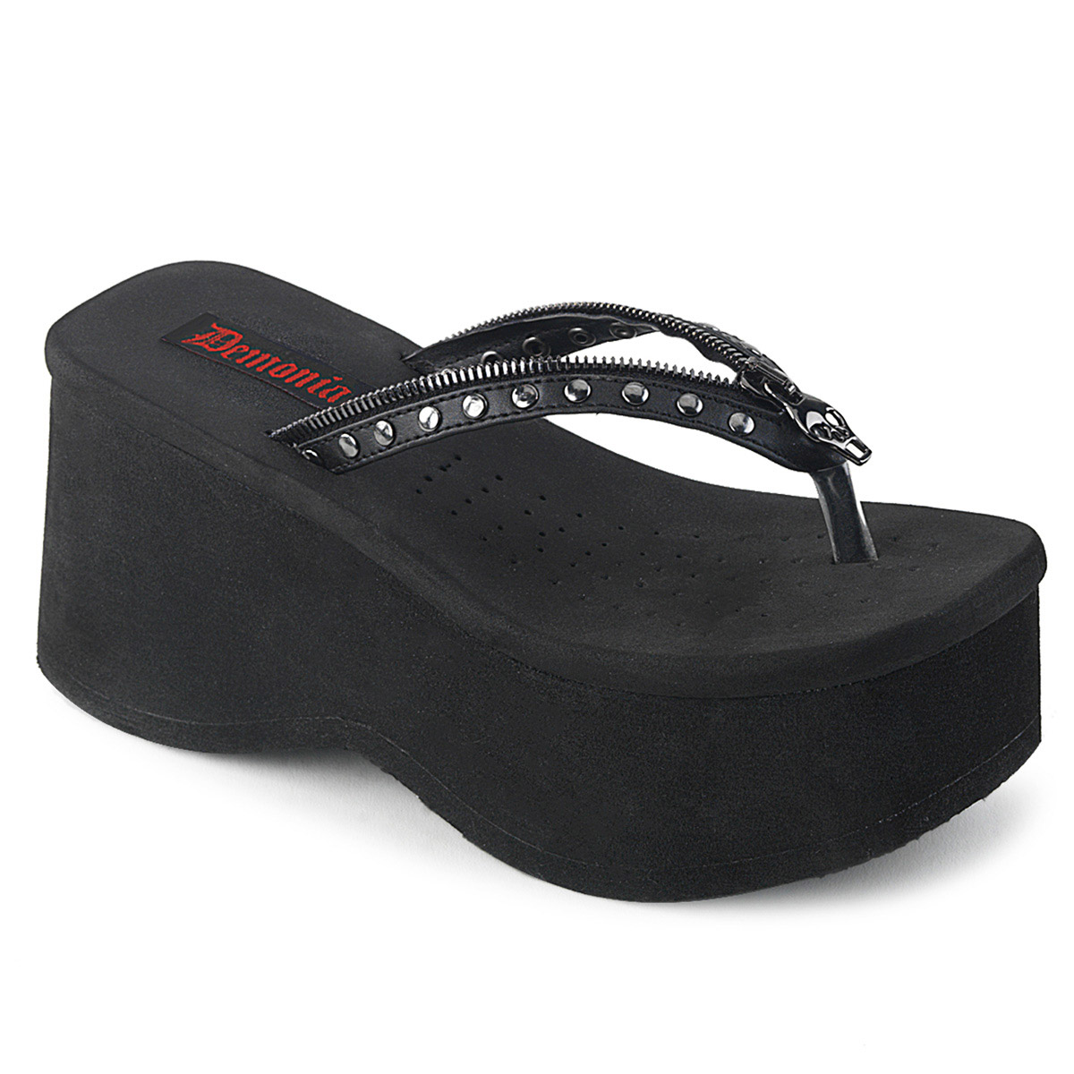 Pleaser Punk Skull & Crossbones Thong Strap Platform Sandals Adult Women FUNN1X - Picture 32 of 51