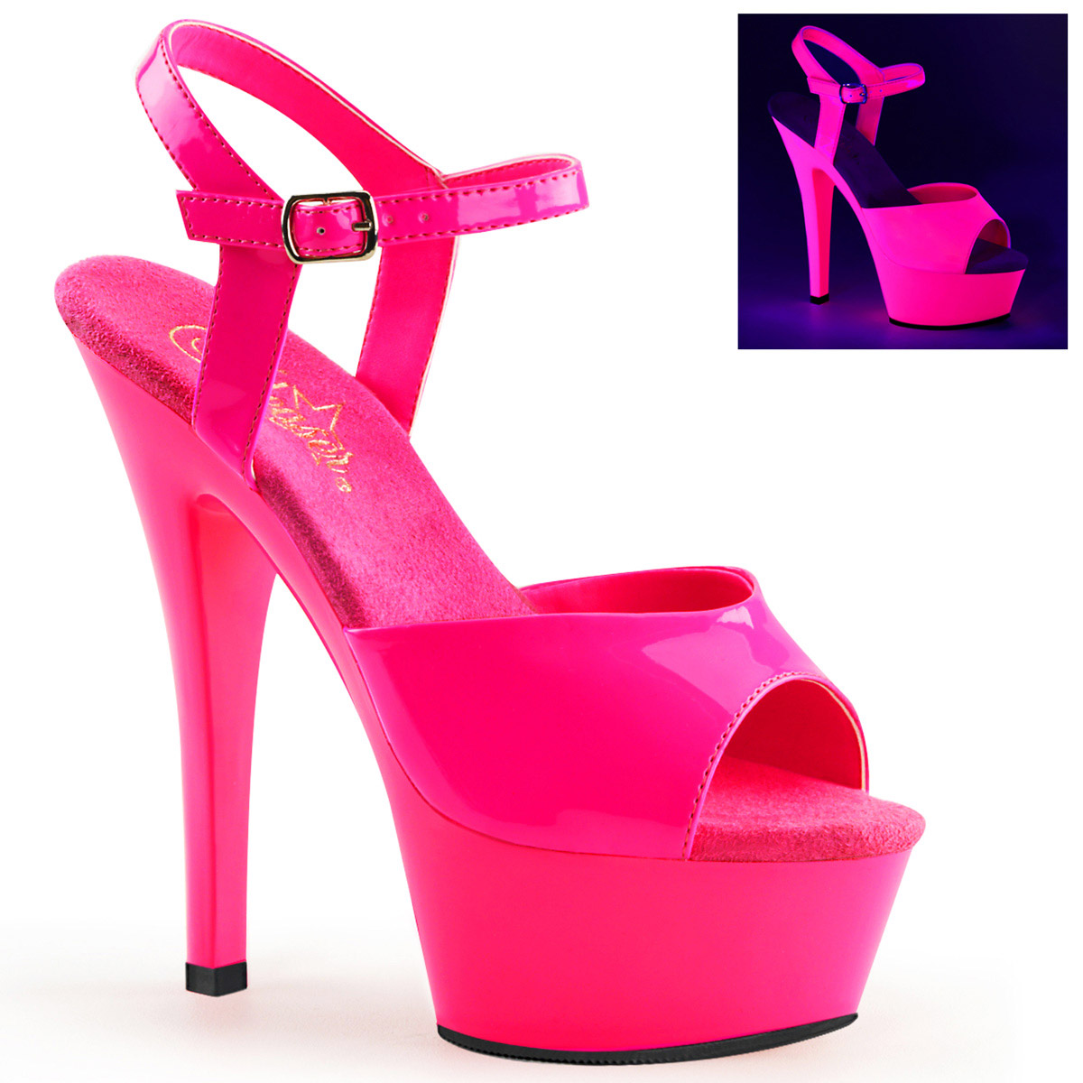 Pleaser 6" Heel 1 3/4" Pf Ankle Strap Sandal W/ Brushed Holo Adult Women Kiss209 - Picture 2 of 6