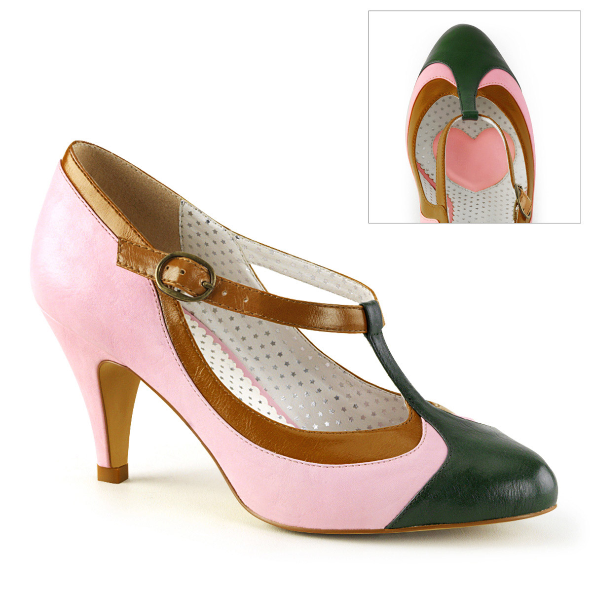 Pleaser Pin Up Couture 3" Heel T-Strap Pump Adult Women Shoes Heels Peach03 - Picture 7 of 16
