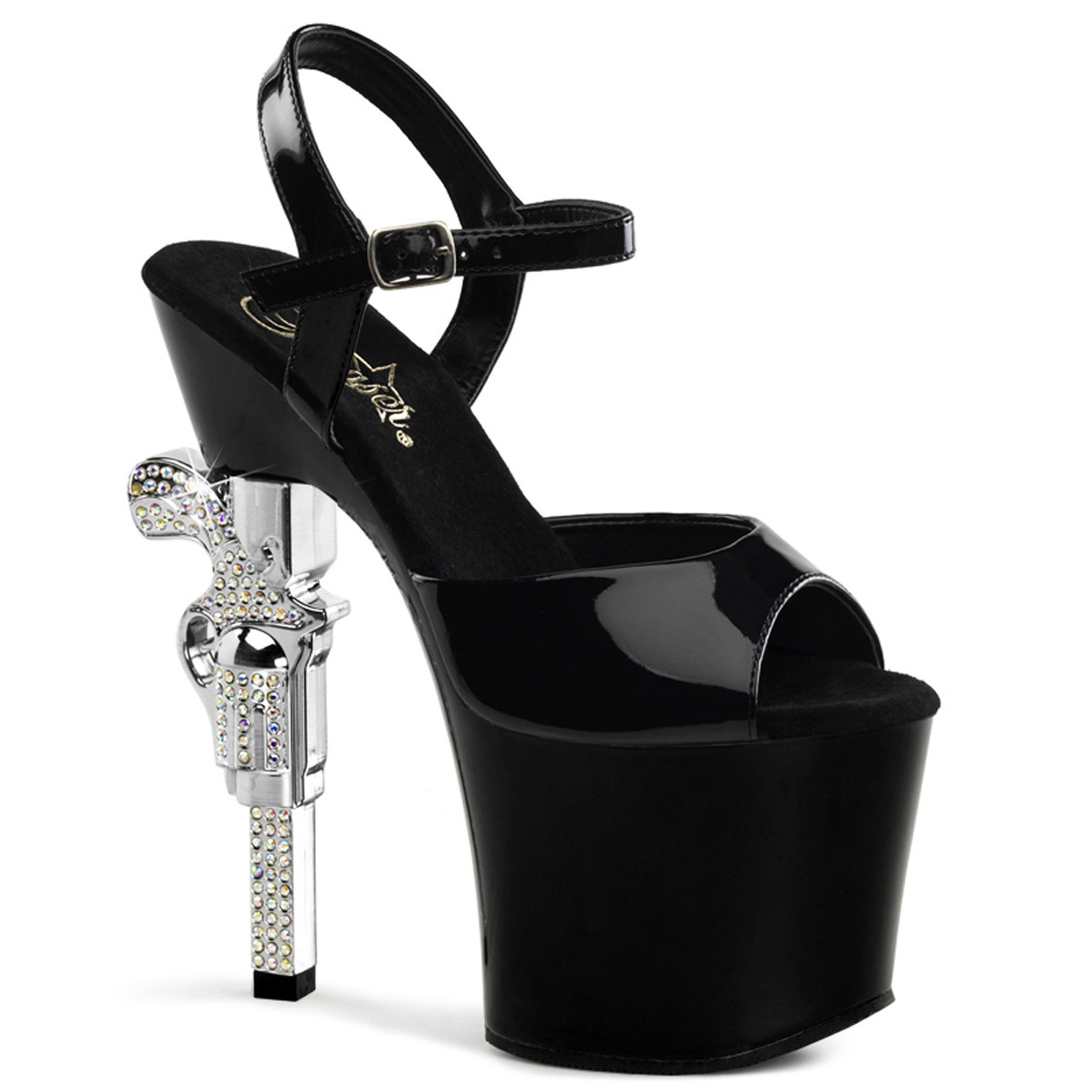 Sandalo alla caviglia Pleaser 7" RS con tacco impreziosito adulto donna REVOLVER70X - Foto 7 di 26