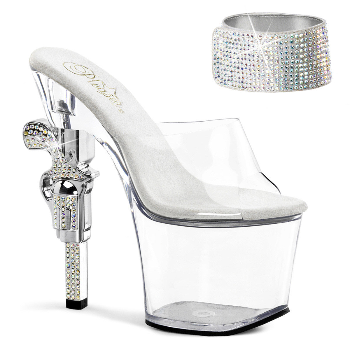 Sandalo alla caviglia Pleaser 7" RS con tacco impreziosito adulto donna REVOLVER70X - Foto 12 di 26