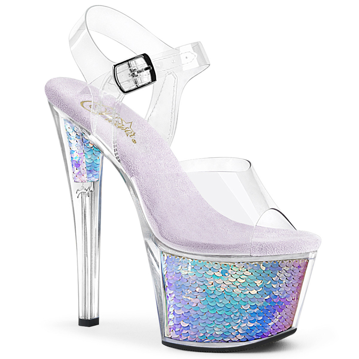 Pleaser Clear Ankle Strap Platform Sandals 7 Inch Heel 2 Pf Sky 308Mc