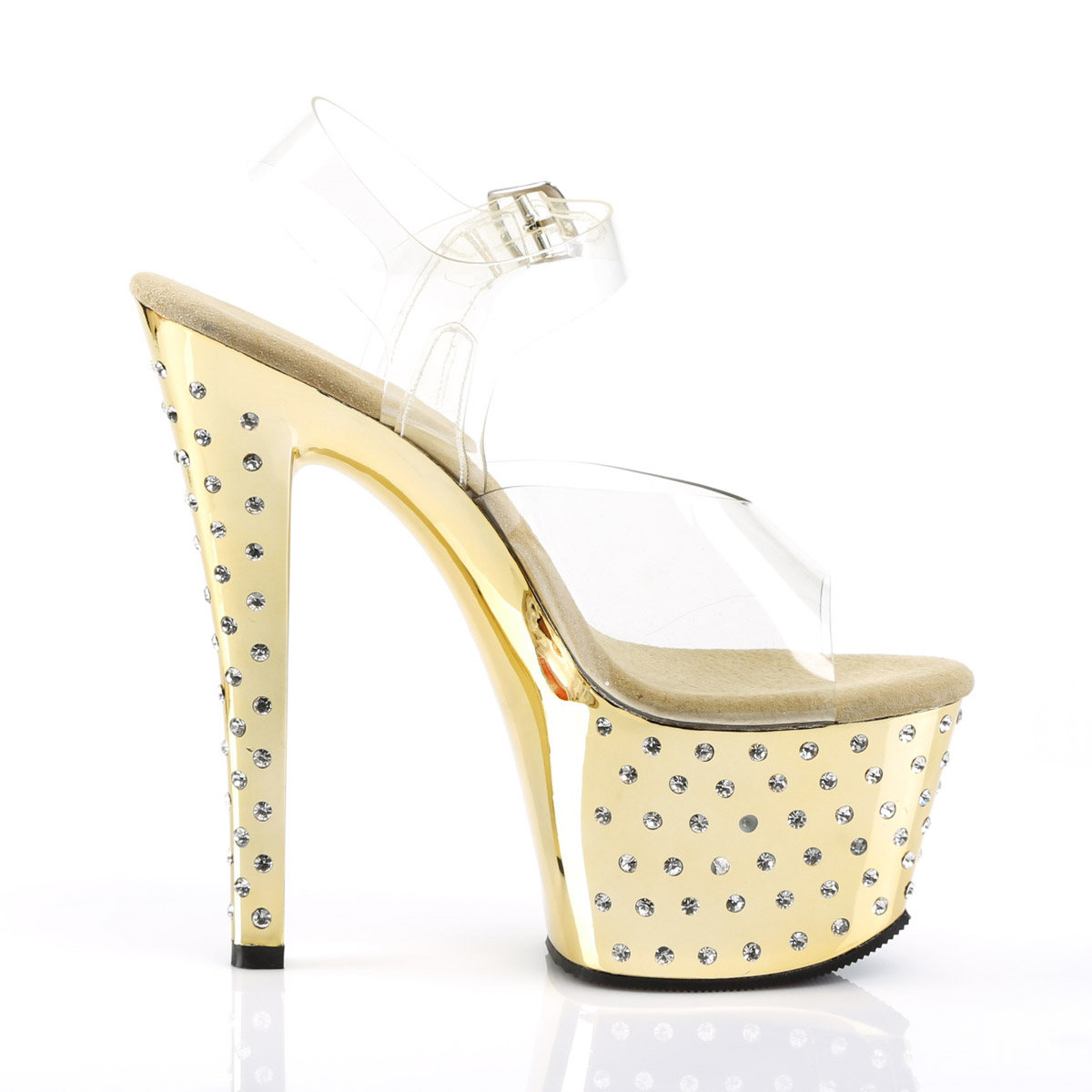 Pleaser Rhinestone Platform Ankle Strap High Heels Shoes Adult Women Stardust70X - Picture 16 of 61
