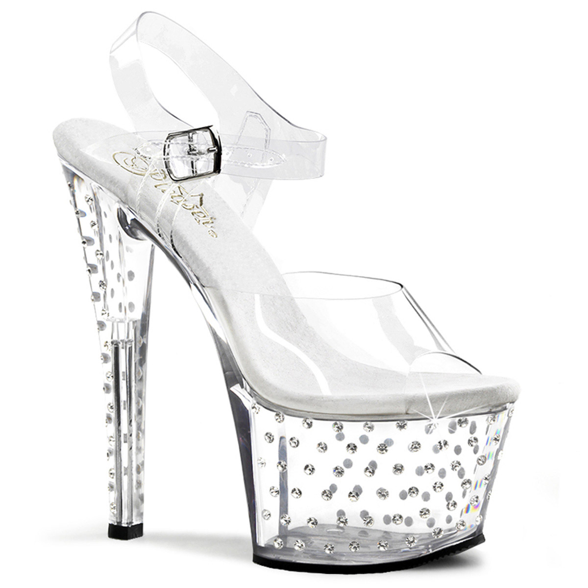 Pleaser Rhinestone Platform Ankle Strap High Heels Shoes Adult Women Stardust70X - Picture 17 of 61