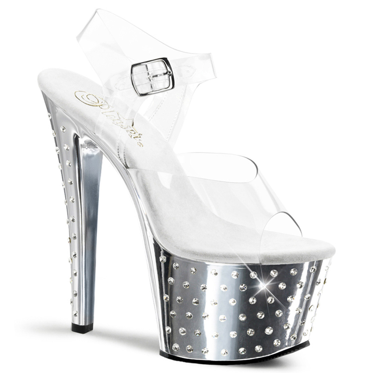 Pleaser Rhinestone Platform Ankle Strap High Heels Shoes Adult Women Stardust70X - Picture 22 of 61