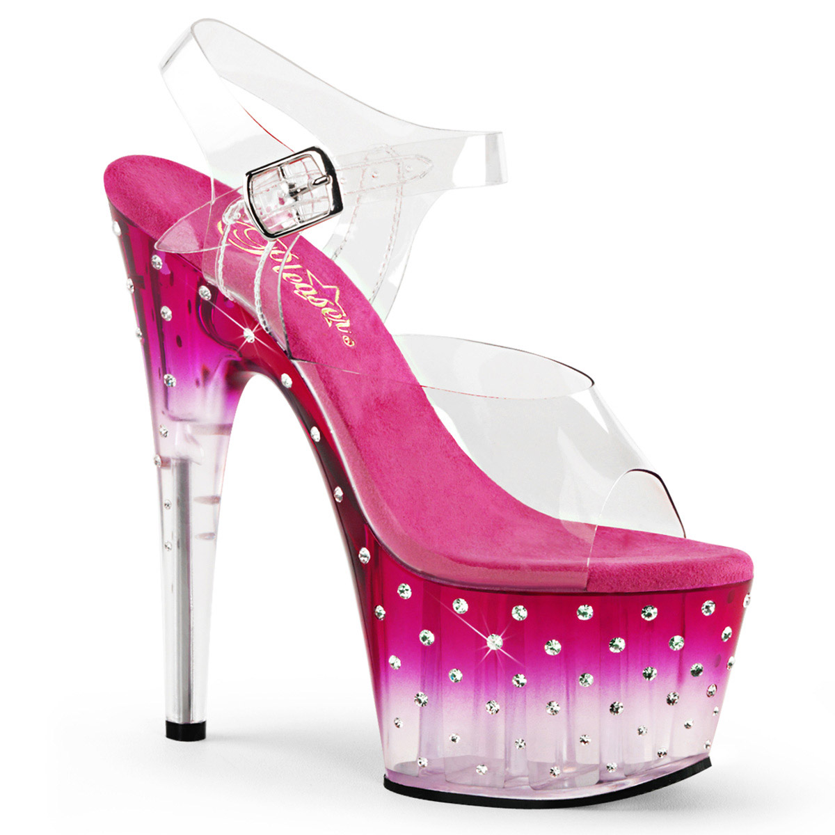 Pleaser Rhinestone Platform Ankle Strap High Heels Shoes Adult Women Stardust70X - Picture 37 of 61