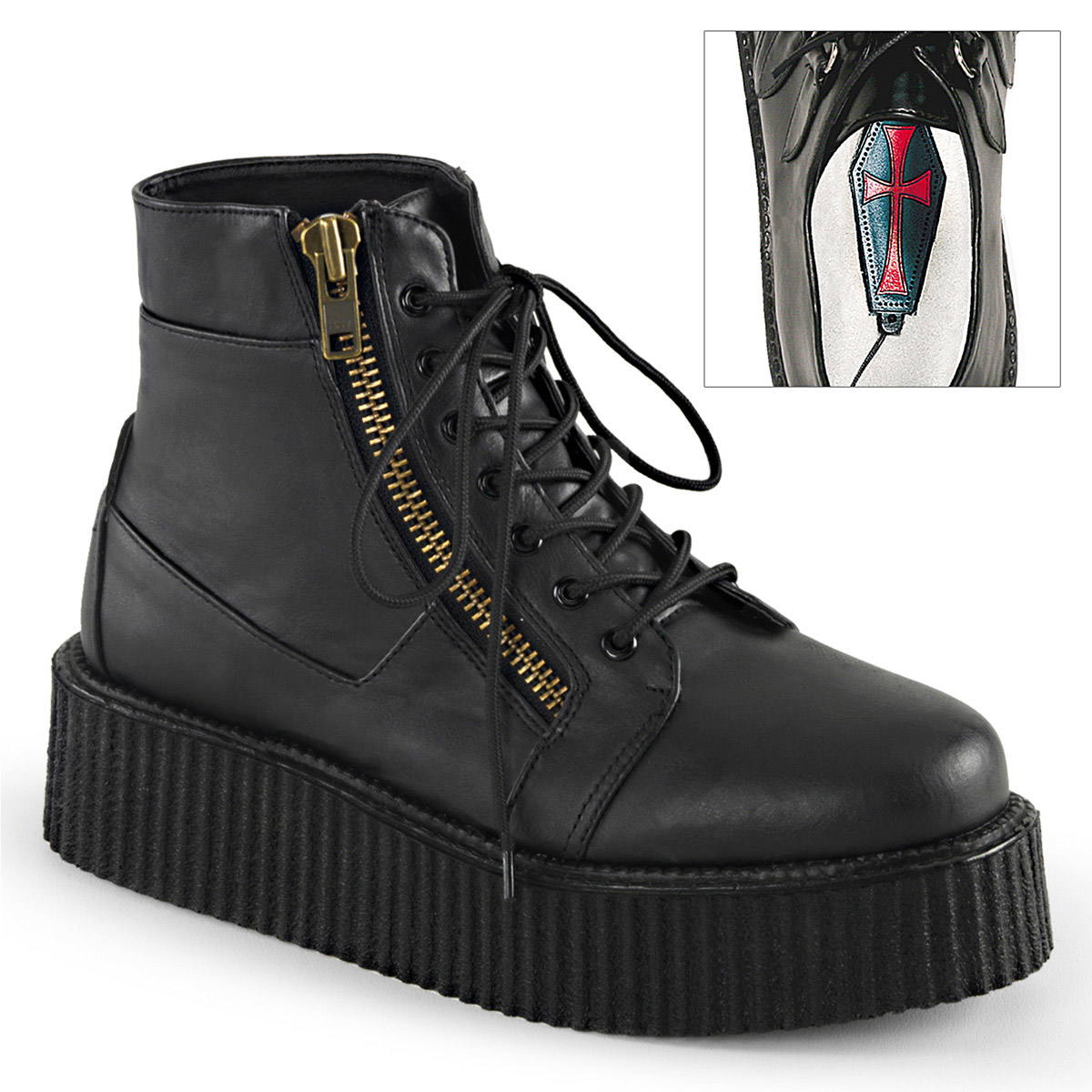 Pleaser Demonia Oxford Lace-Up High-Top Creeper Adult Women Flats
