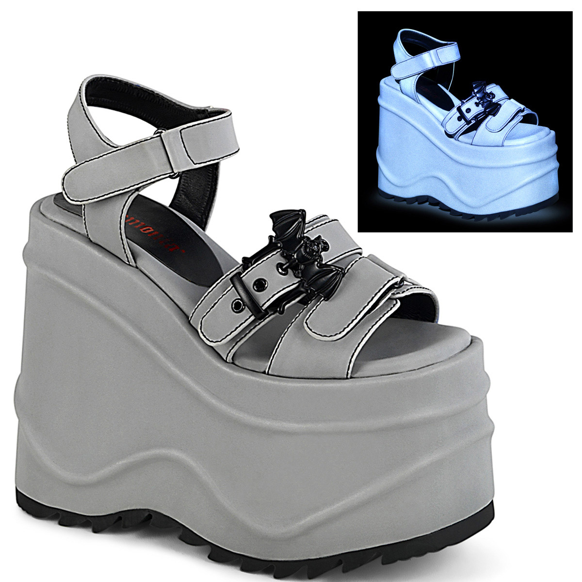 Sandalias Pleaser Demonia 6" Cuña Pf Gancho Lazo Correa al Tobillo Adulto Mujer Onda/13 - Imagen 12 de 16