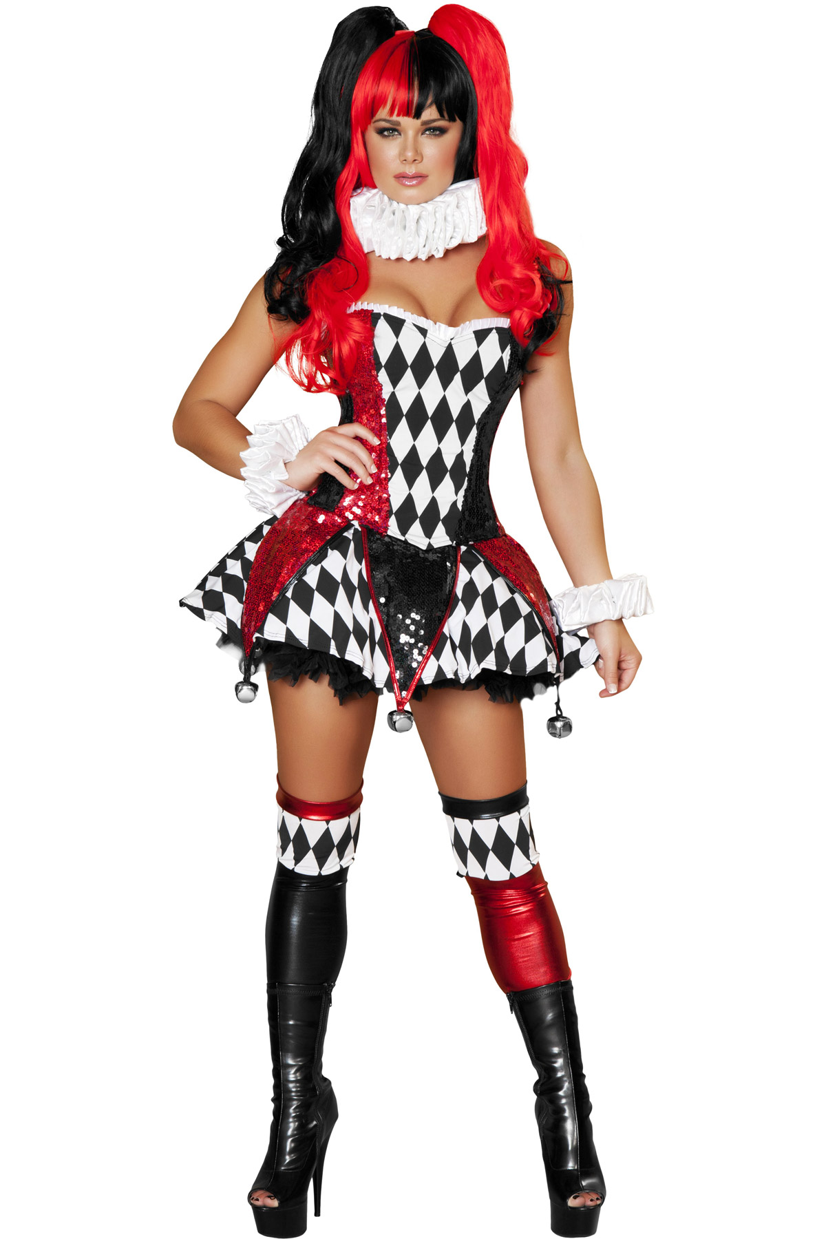 Sexy Adult Women Court Jester Cutie Clown Harlequin Costume Halloween Outfit  New | eBay