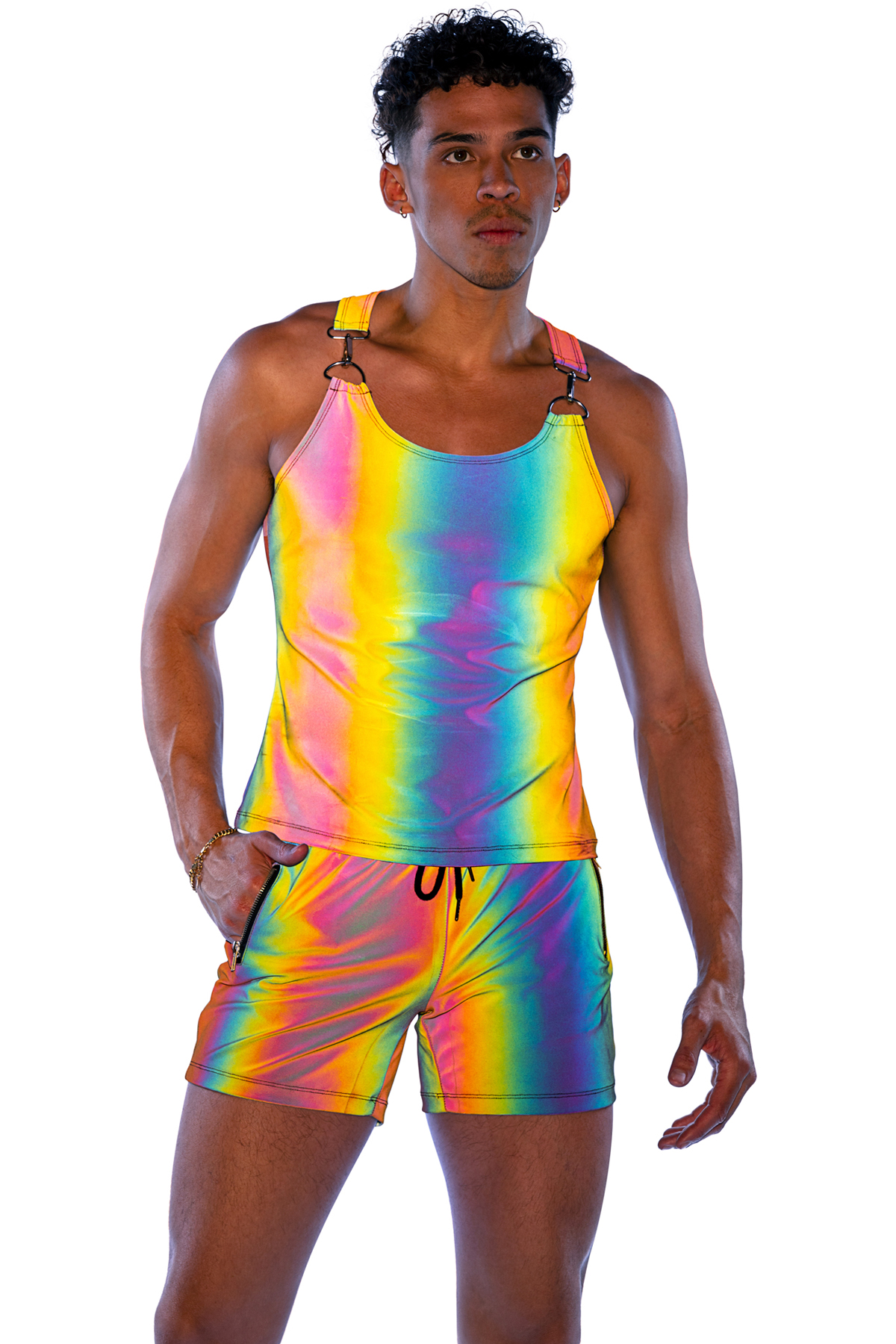 Roma Reflective Tank Top Buckle Detail Adult Men Clothing Rave Party ...