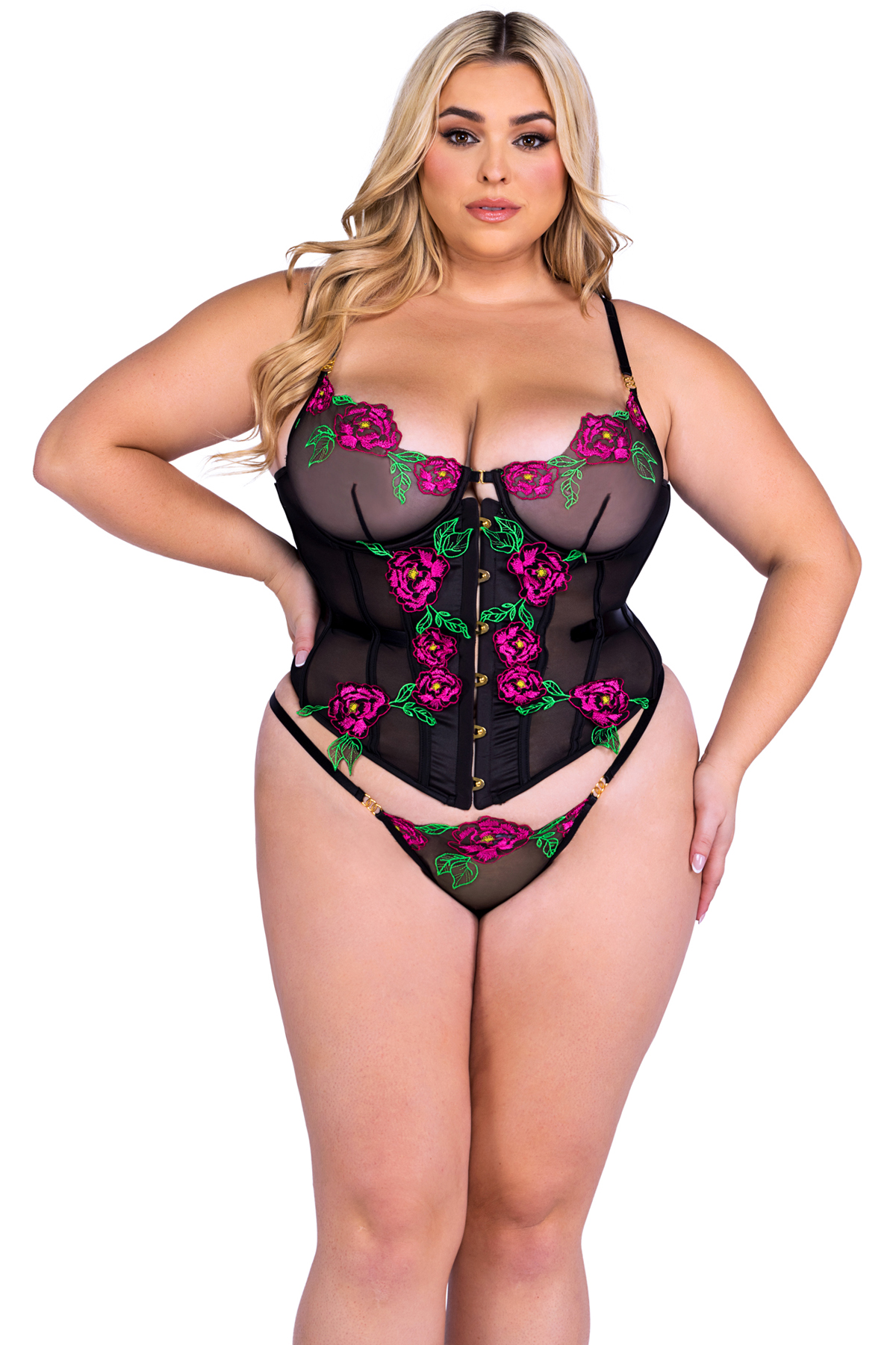Roma Peony Paradise Corset Valentines Day Lingerie sexy date night gift for her - Picture 4 of 5