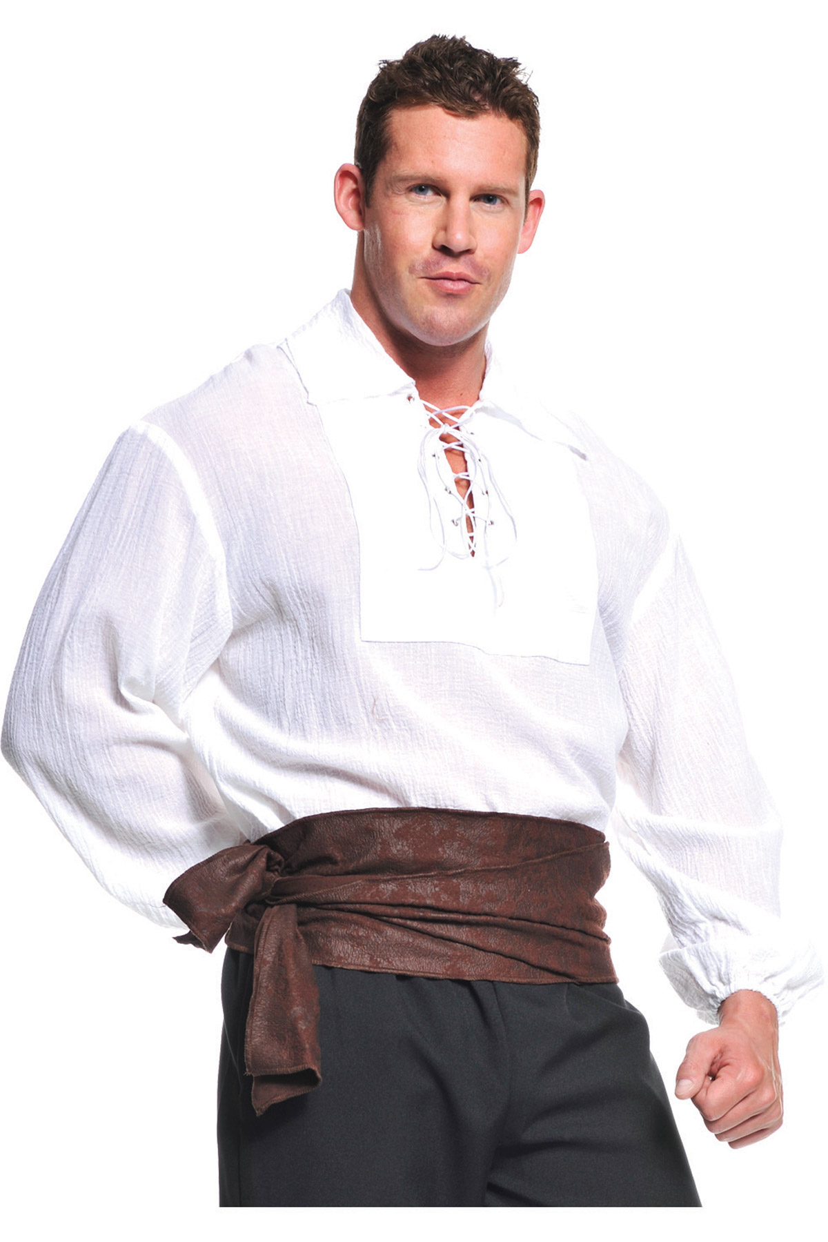 White Pirate Scavenger Lace Front Shirt Top Costume Accessory Adult Men ...