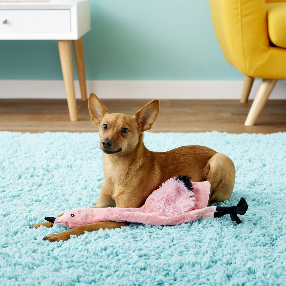 Spot Skinneeez Flamingo Stuffingfree Dog Toy With Two Squeakers Durable Tug For 