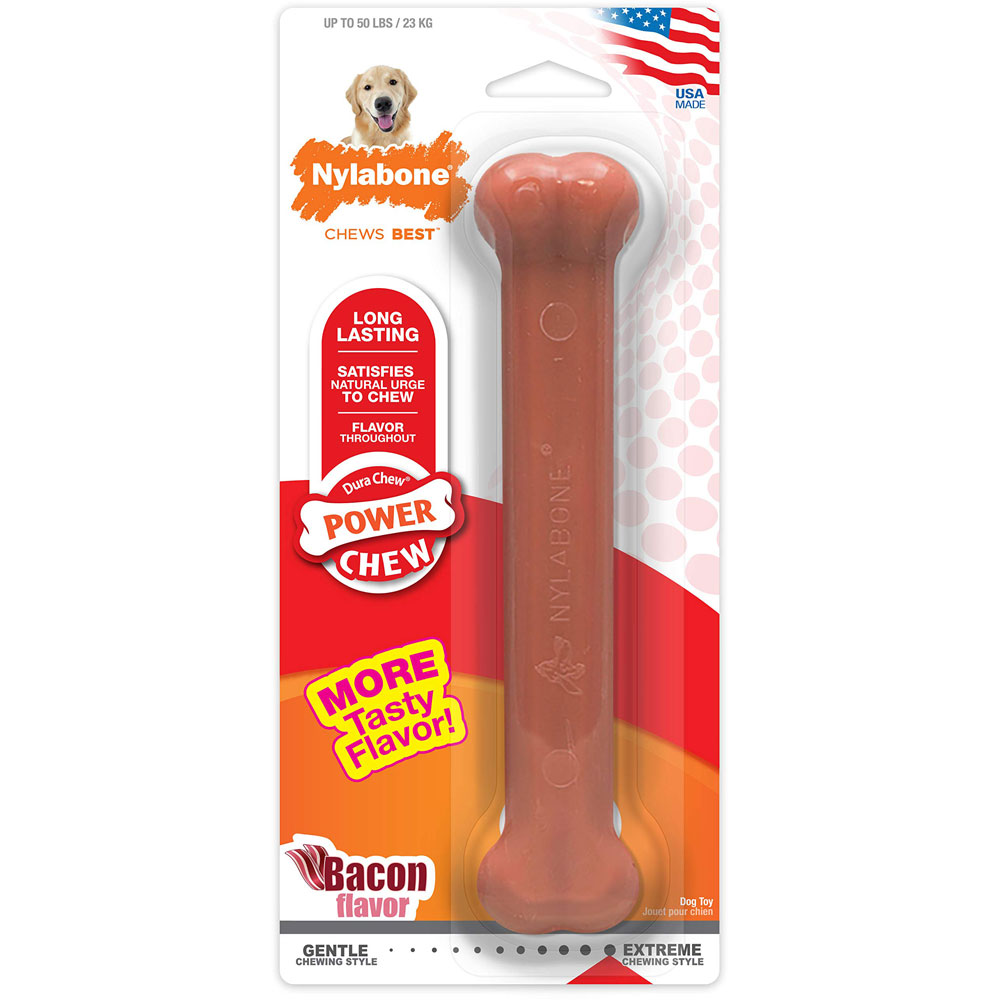 Nylabone Power Chew Original Bone Toy Bacon Large Dog Giant Up To 50 Lbs