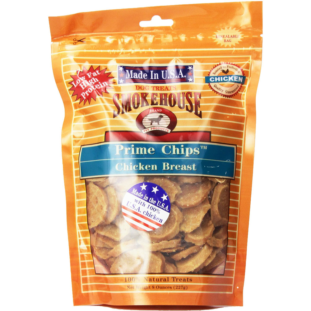 Smokehouse Prime Chips Chicken Breast Dog Treats 8Oz Resealable Bag Small