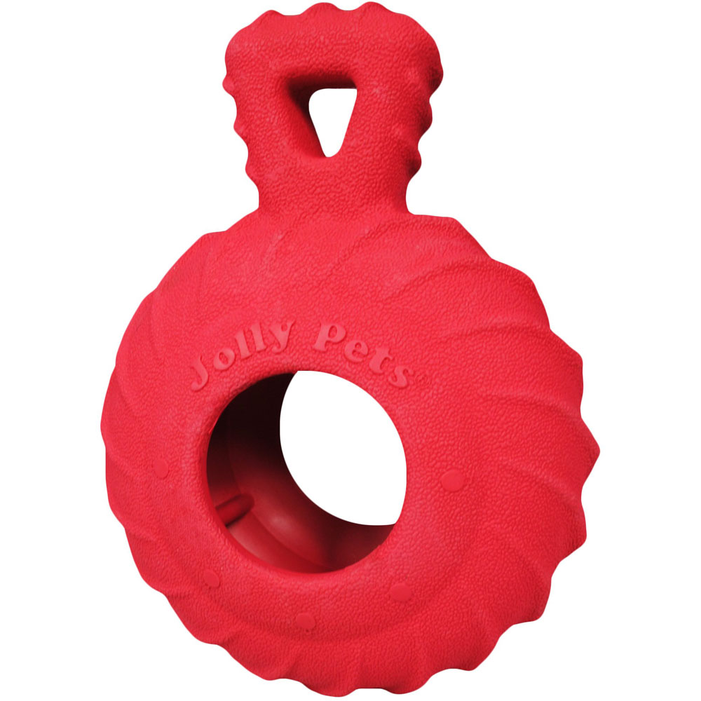 Jolly Pets Tuff Treader Dog Toy With Handle 6 Inches Red Mod