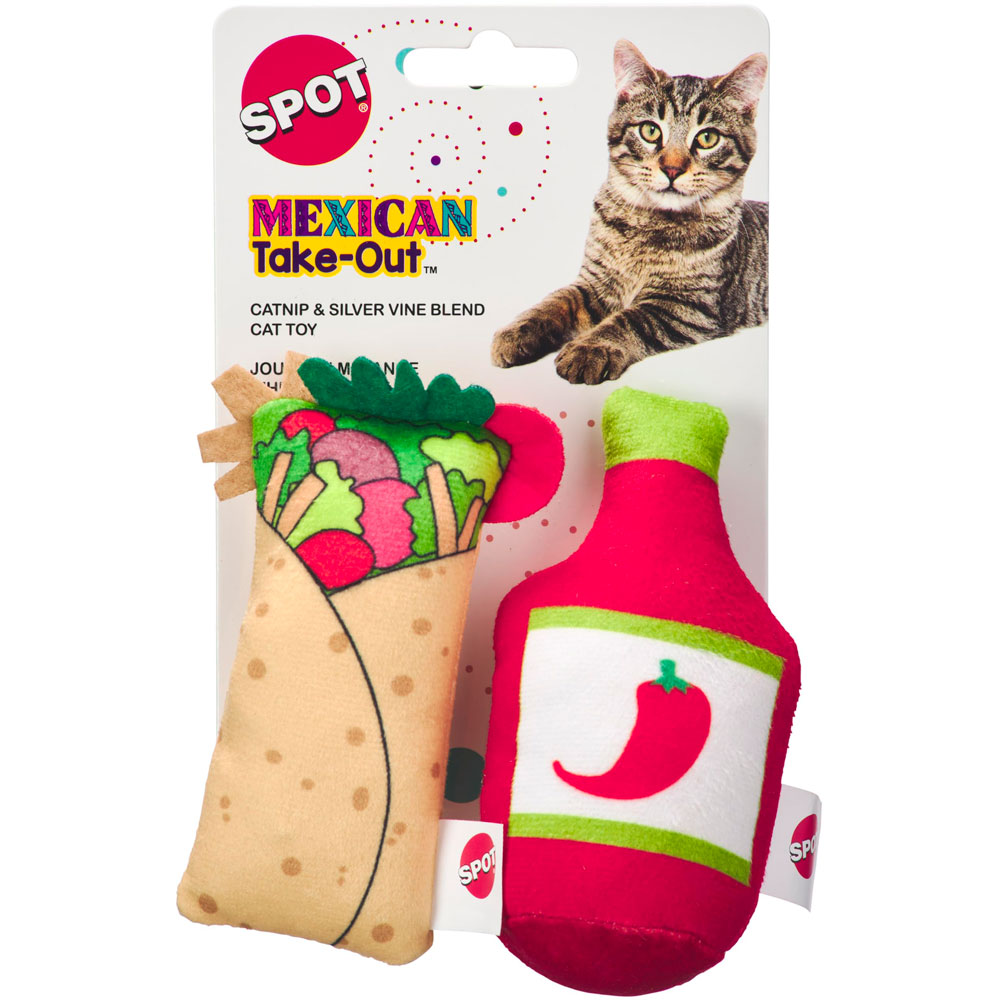 Spot Mexican Take Out Cat Toy 2 Assorted Catnip Silver Vine
