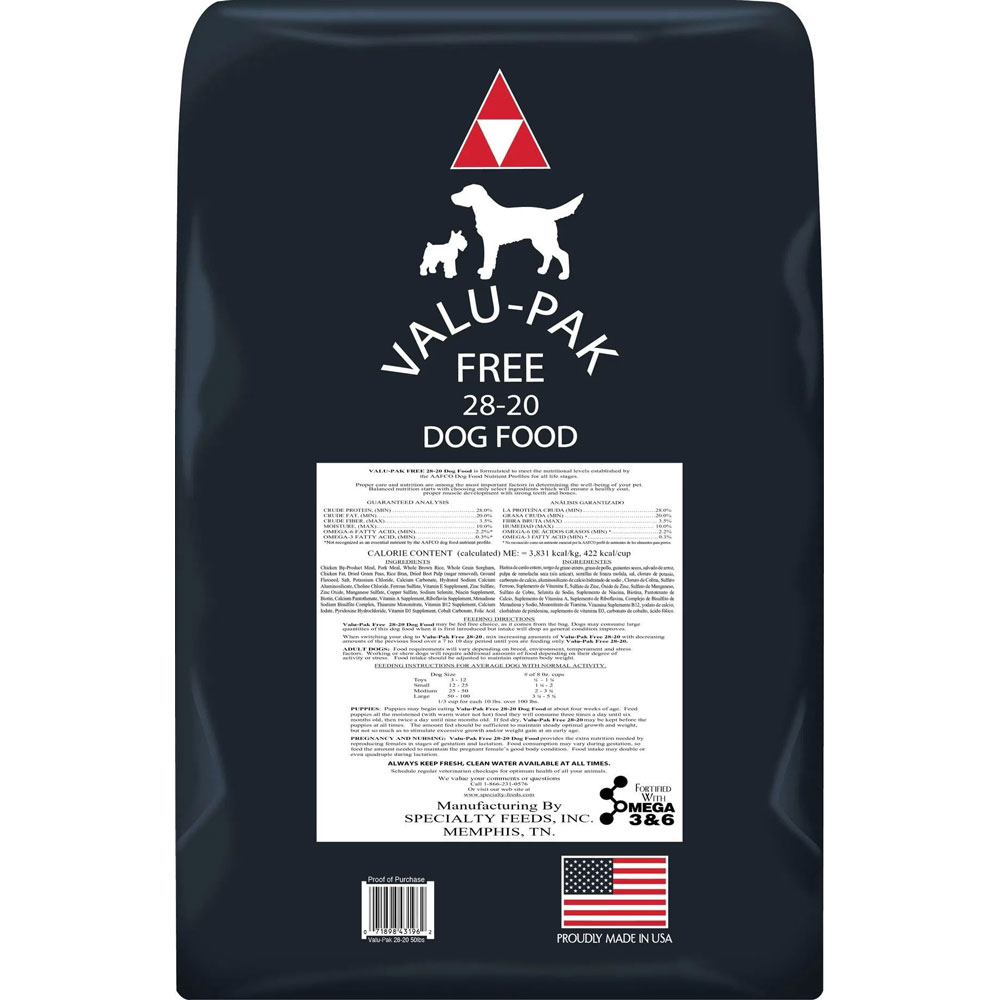 Valupak Free 2820 Dog Food | Black Bag 50 Lb