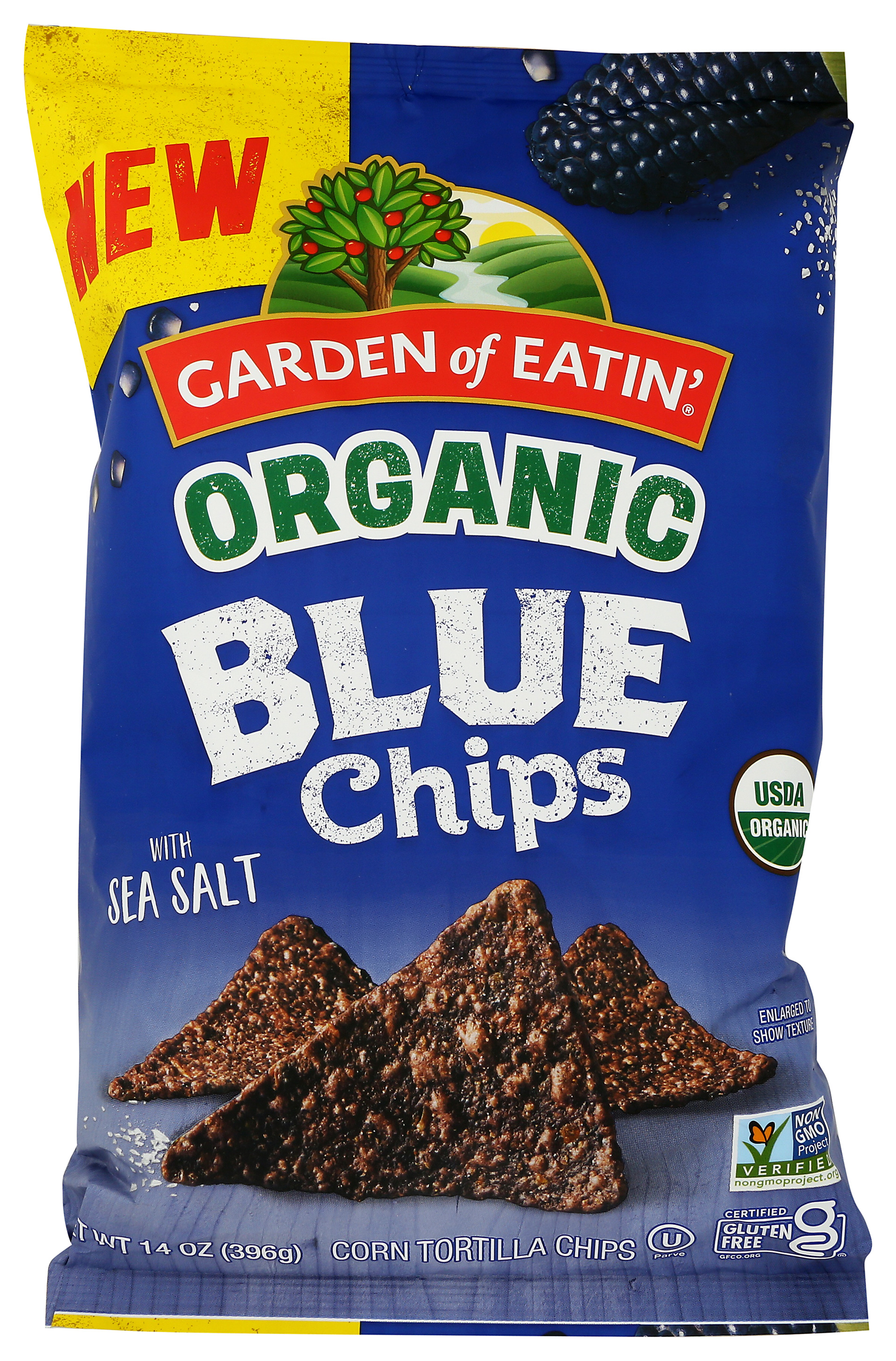 Organic Blue Corn Tortilla Chips With Sea Salt Garden Of Eatin 14 Oz