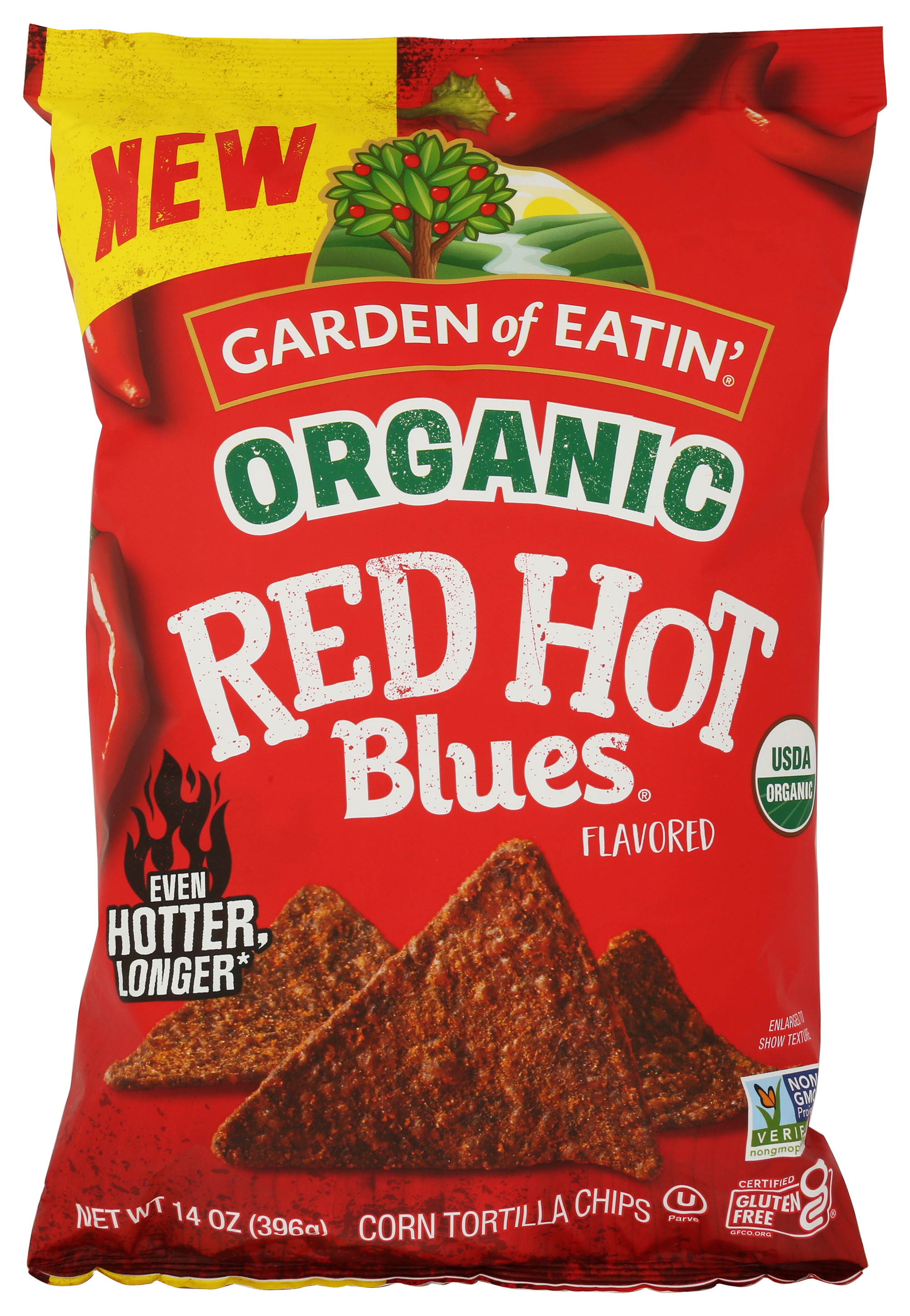 Organic Red Hot Blues Corn Tortilla Chips By Garden Of Eatin 14 Oz