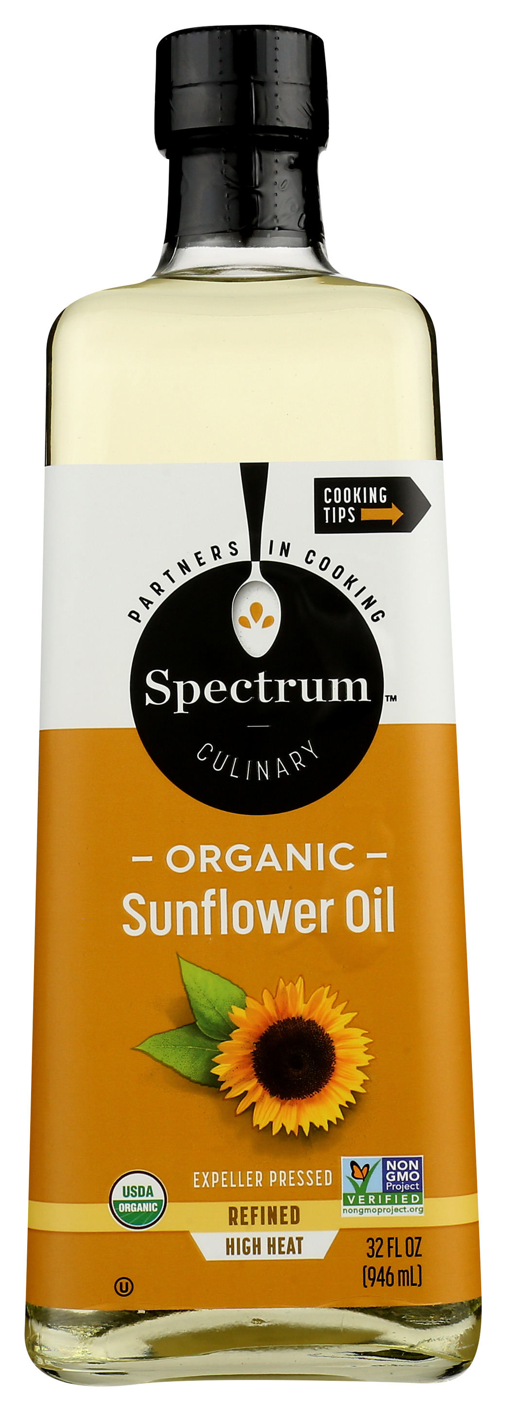 Spectrum Expeller Pressed Organic Sunflower Oil 32 Fl Oz Refined