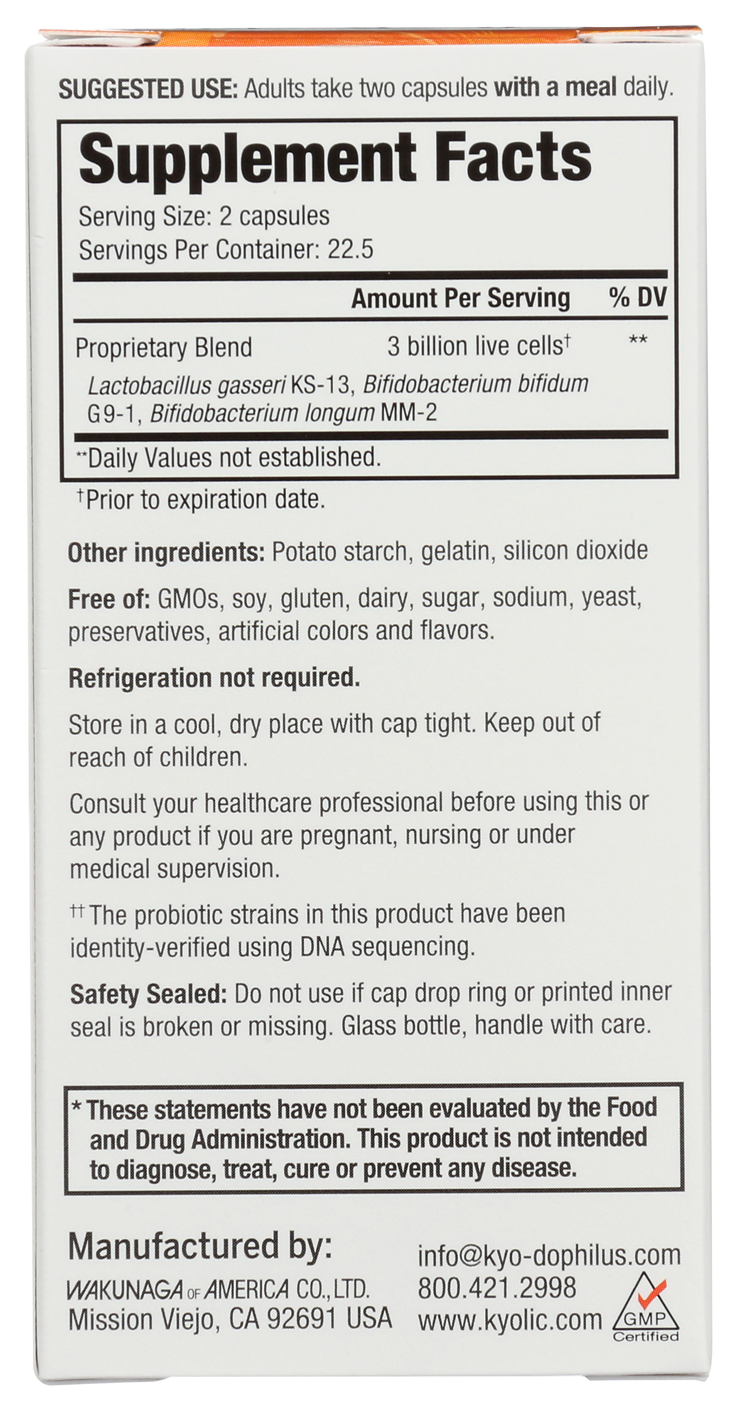 Kyolic Kyo-Dophilus Daily Probiotic 3 Strain Supplement 45 Capsules