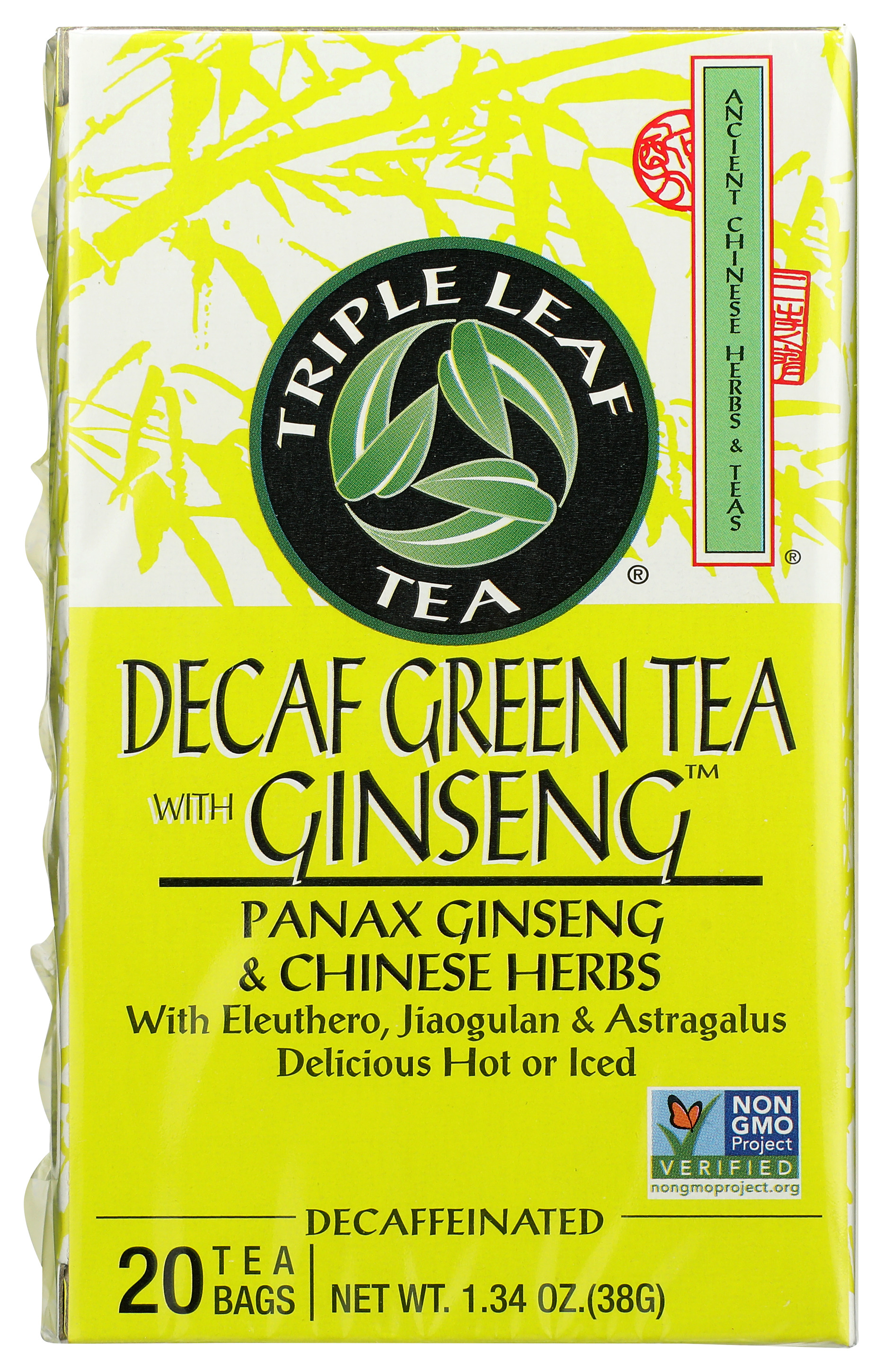 Triple Leaf Tea Decaf Green With Ginseng 20 Bags Seeds