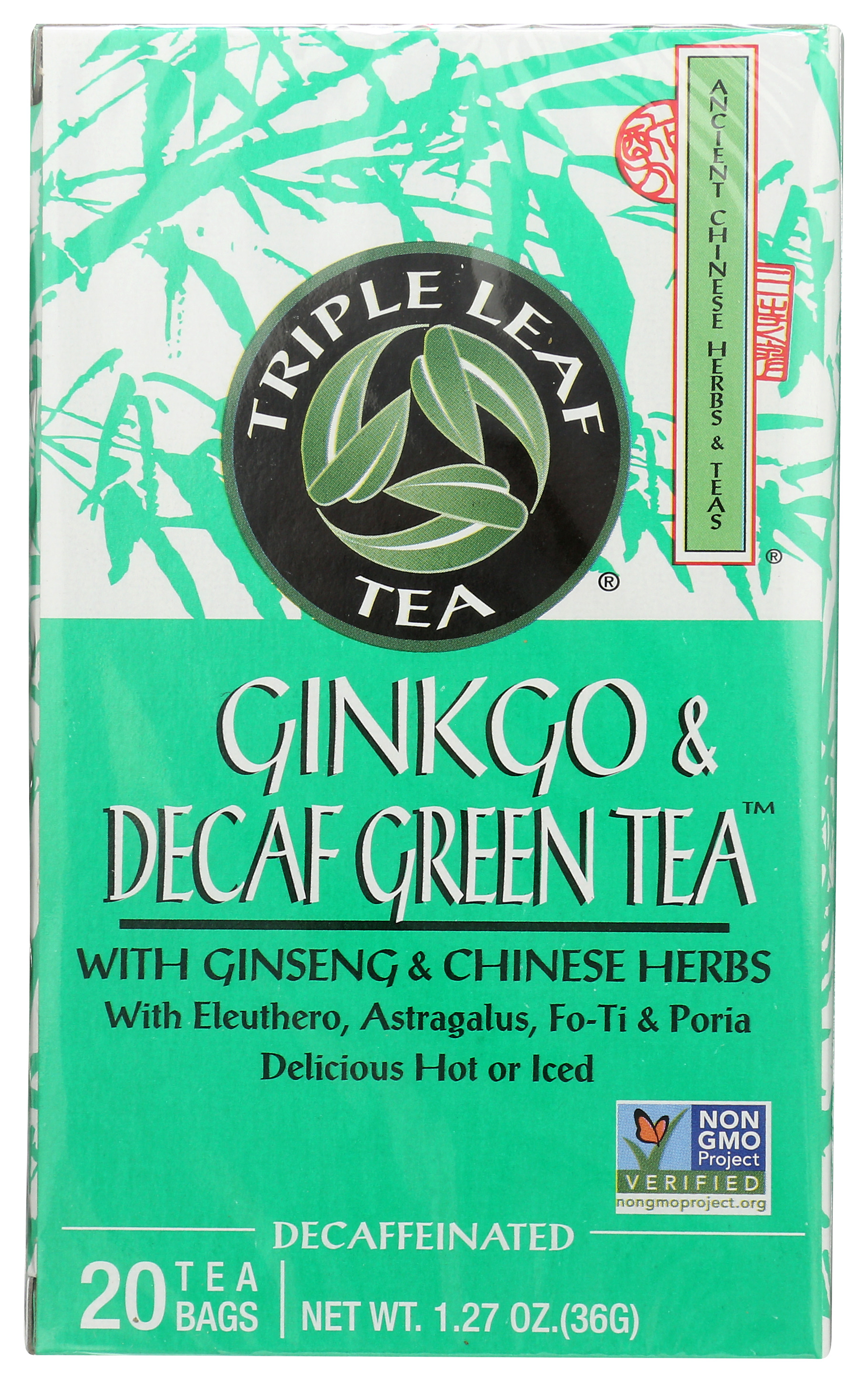 Triple Leaf Tea Ginkgo Decaf Green With Ginseng And Chinese Herbs 20