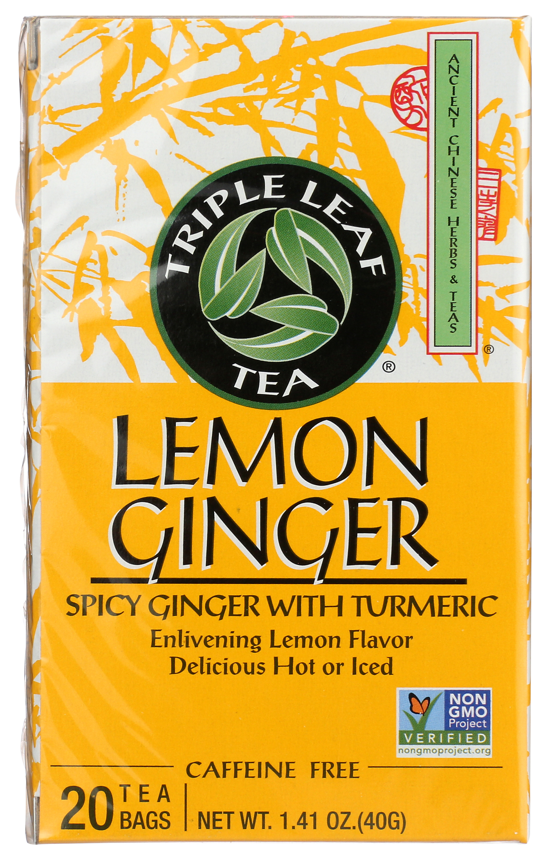 Triple Leaf Tea Lemon Ginger Herbal 20 Bags 1.41 Oz